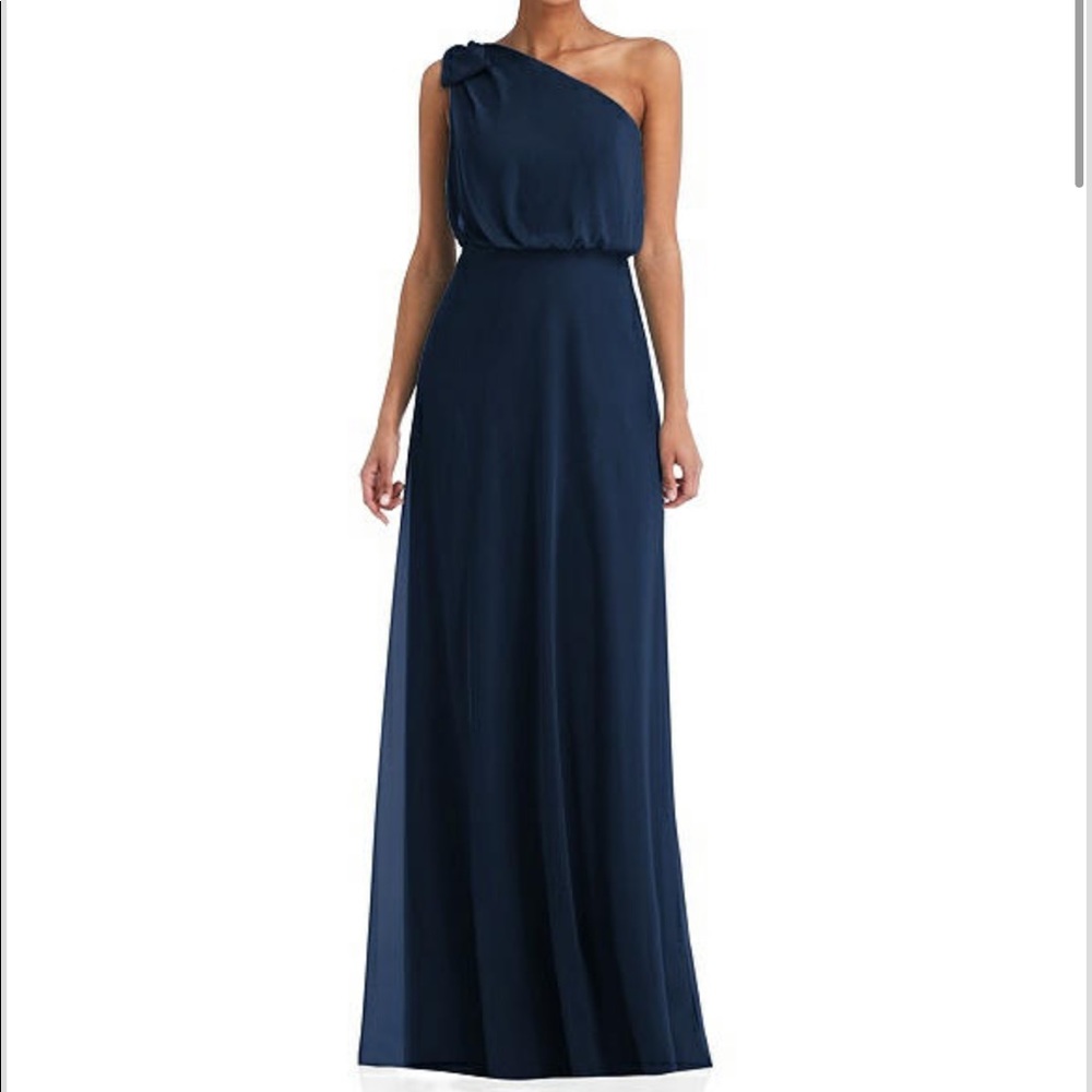 Dessy (Thread) One Shoulder Bridesmaid Dress Navy